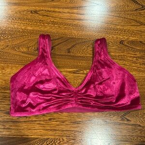 Free People Bralette- velvet deep raspberry color - Size M